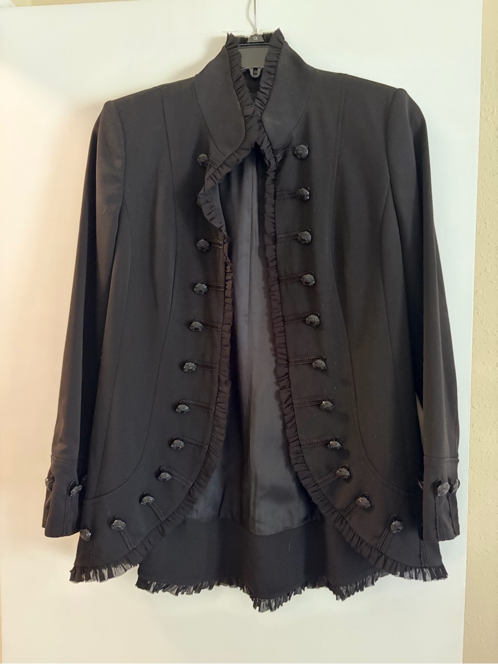 Women’s Insite Black Ruffle-Trim Military Style Jacket Size 10